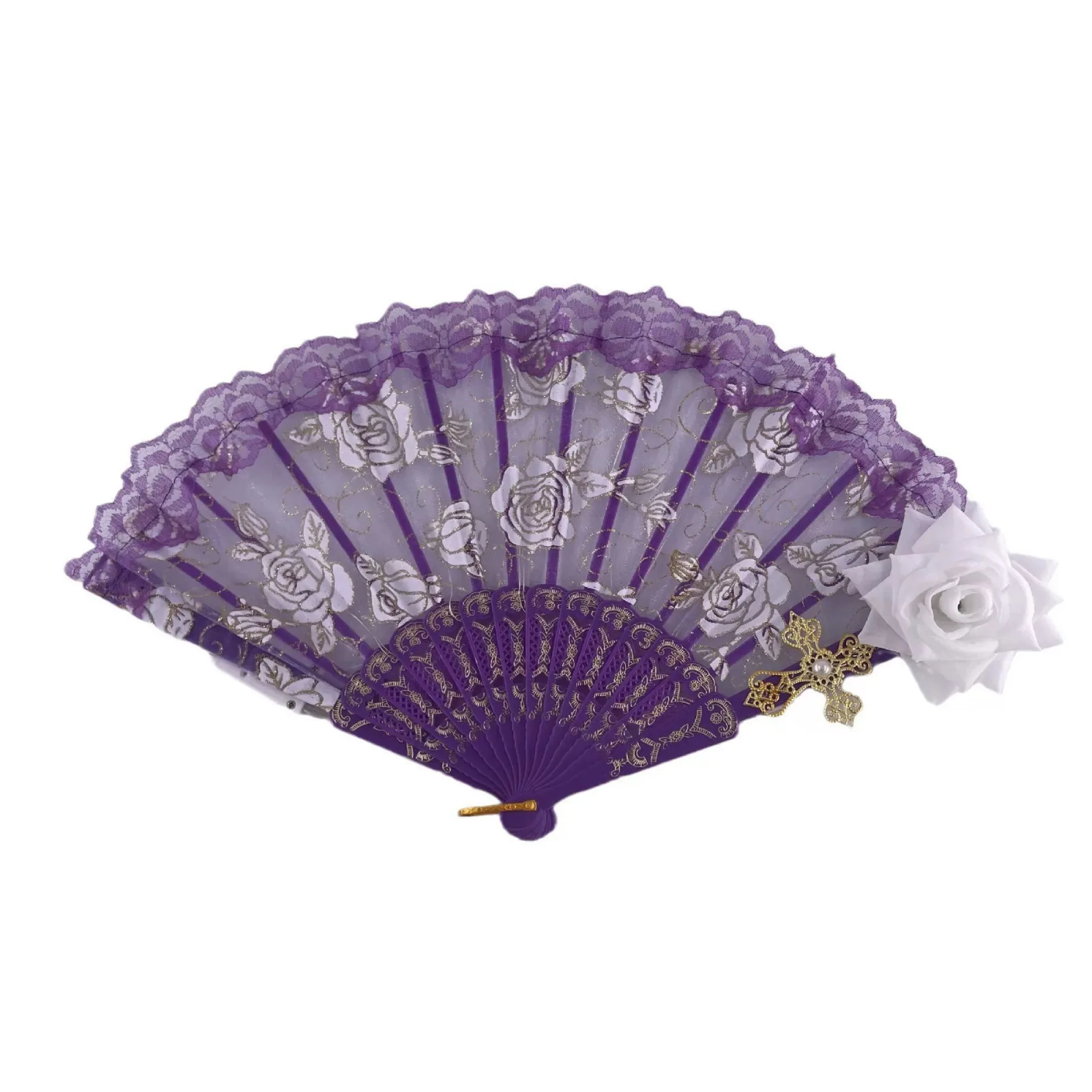 LED Lace Rose Folding Fan thumbnail 8