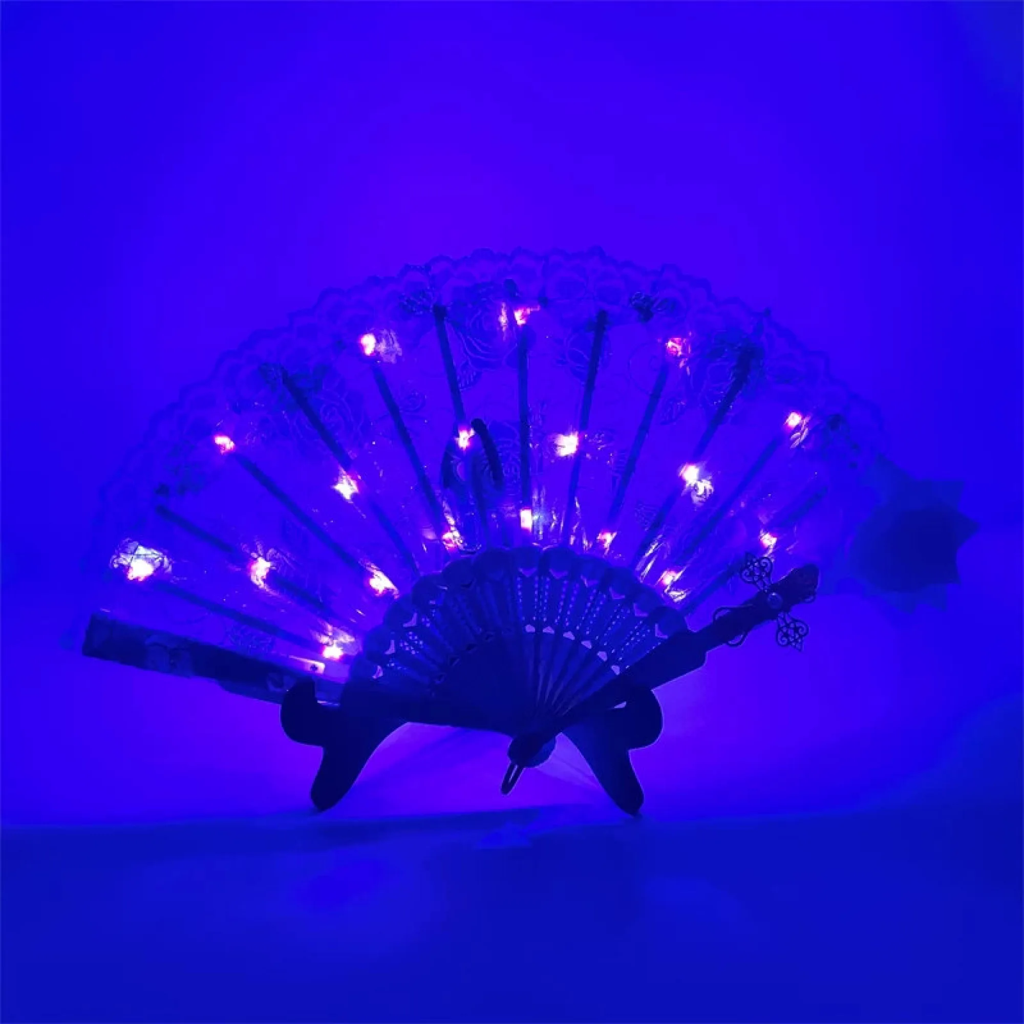 LED Lace Rose Folding Fan thumbnail 5