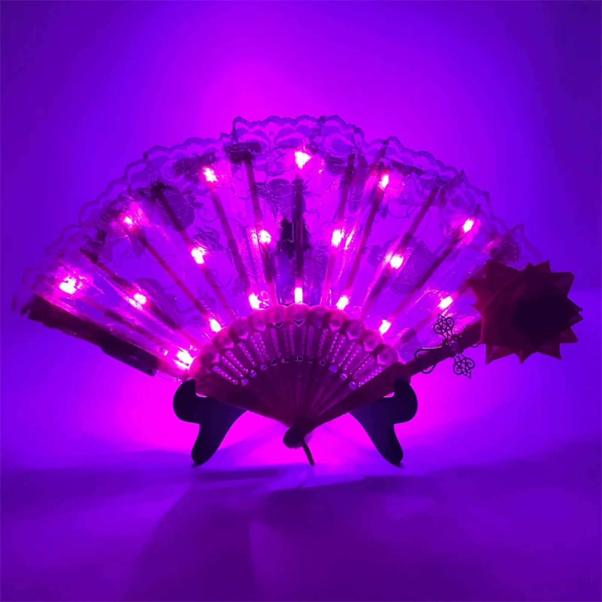 LED Lace Rose Folding Fan thumbnail 6