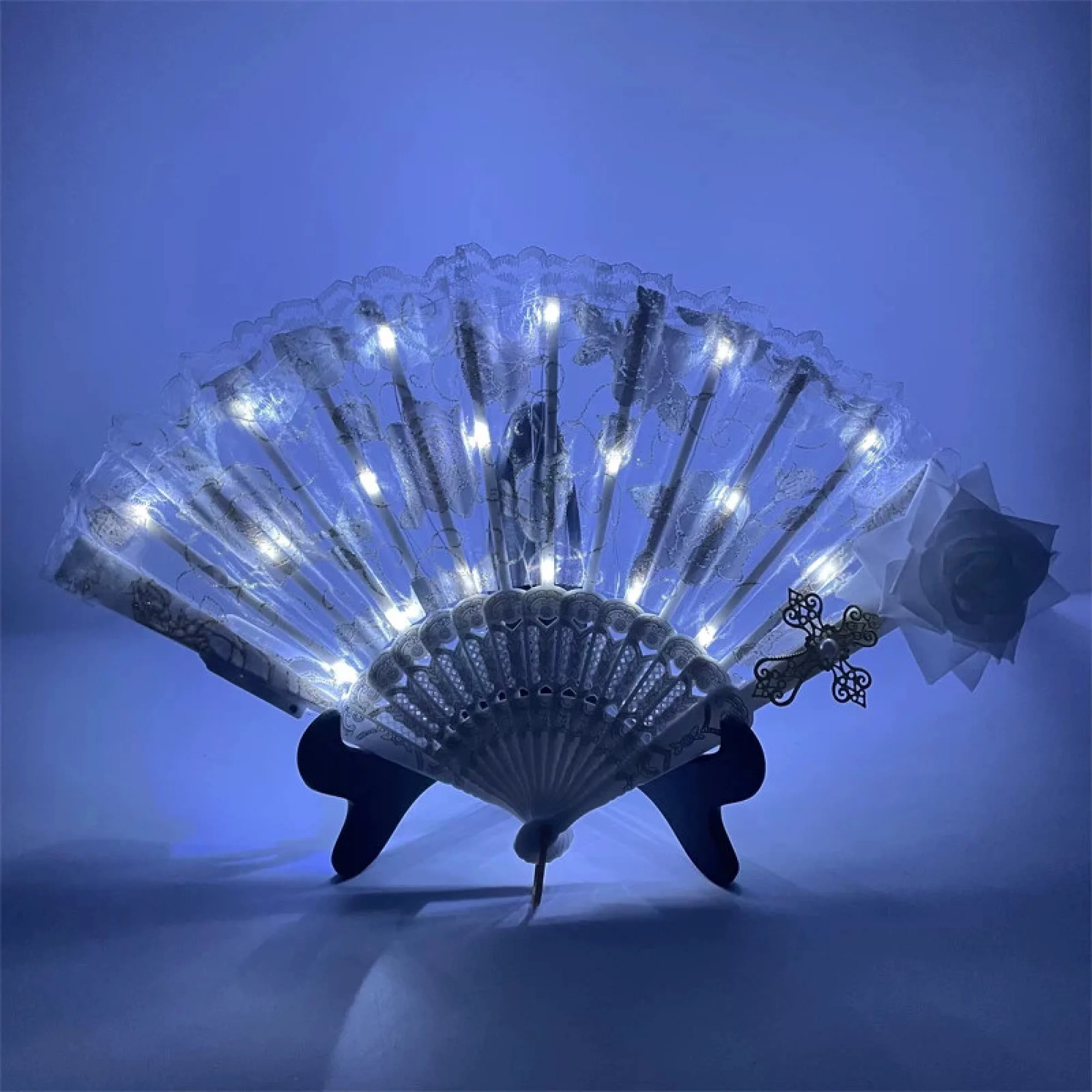 LED Lace Rose Folding Fan thumbnail 4