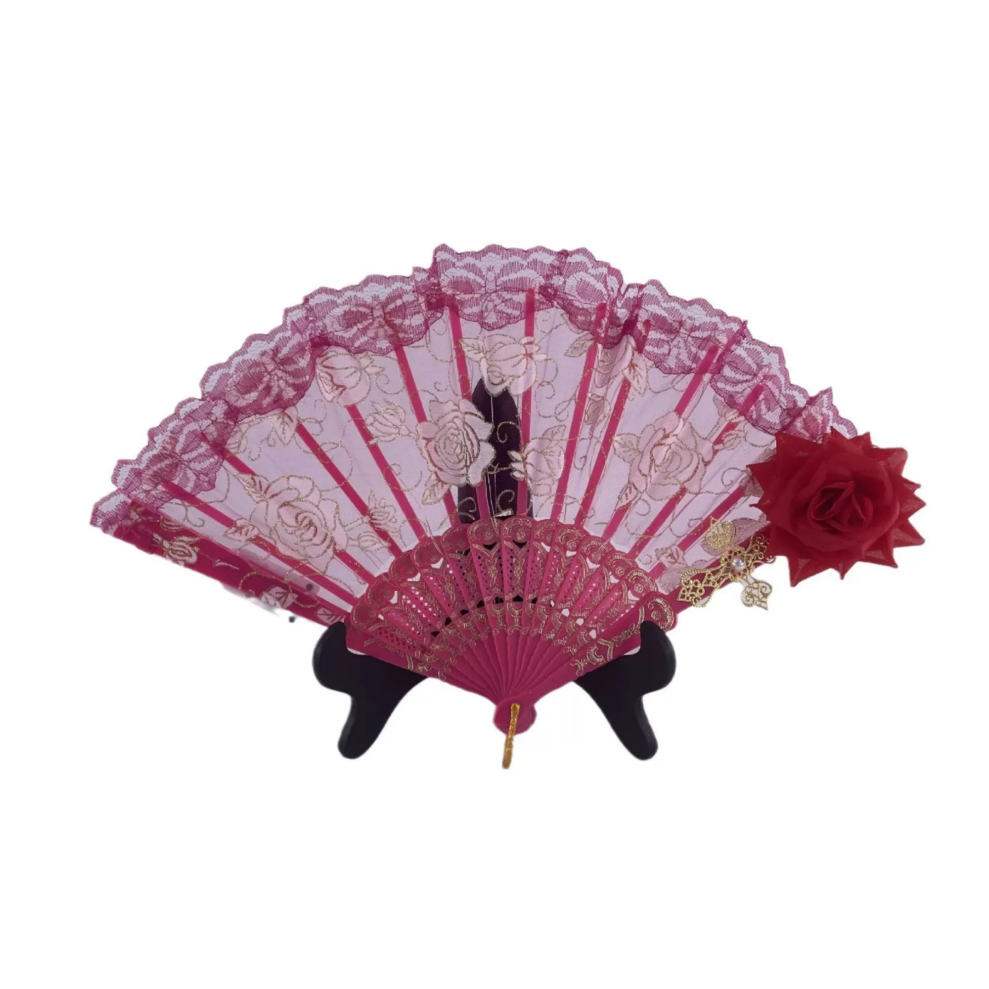 LED Lace Rose Folding Fan thumbnail 10