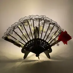 LED Lace Rose Folding Fan thumbnail 3