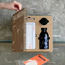 Notebook, Pen, and Water Bottle Gift Set in Brown Rigid Box thumbnail 3