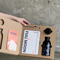 Notebook, Pen, and Water Bottle Gift Set in Brown Rigid Box thumbnail 5