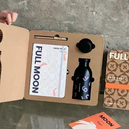 Notebook, Pen, and Water Bottle Gift Set in Brown Rigid Box thumbnail 1