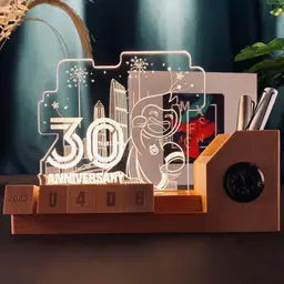 Wood Desk Organizer Gift Set with Calendar, Clock, and Pens thumbnail 3