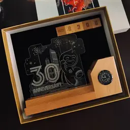 Wood Desk Organizer Gift Set with Calendar, Clock, and Pens thumbnail 4