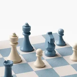 Blue and Beige Leather-Like Chess Set in Rigid Gift Box thumbnail 2