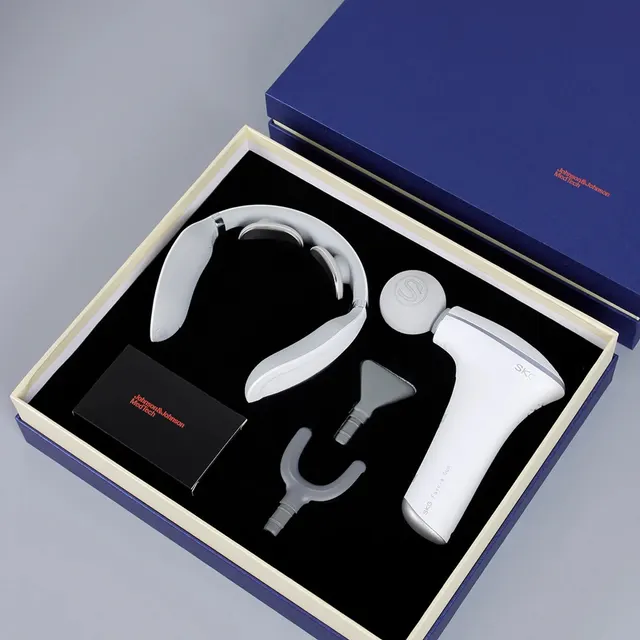 White Neck Massager and Handheld Fascia Gun Set corporate gift set