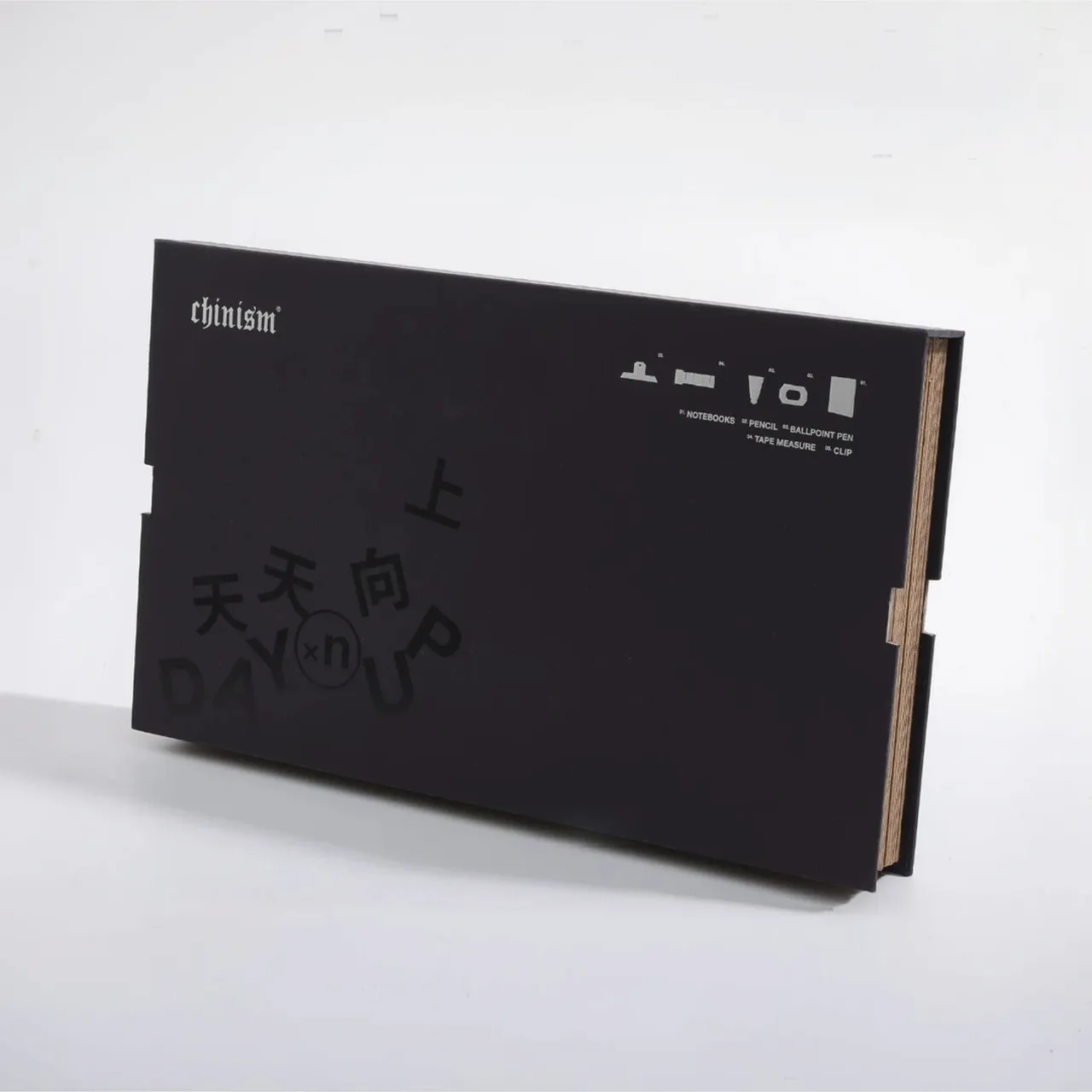 Black Notebook and Pen Gift Set with Tape Measure and Clip
