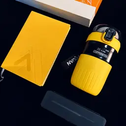 Yellow A5 Notebook, Pen and 480 ml Tumbler Gift Set thumbnail 3