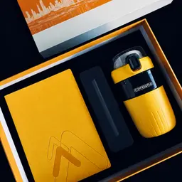 Yellow A5 Notebook, Pen and 480 ml Tumbler Gift Set thumbnail 4