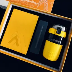 Yellow A5 Notebook, Pen and 480 ml Tumbler Gift Set thumbnail 1