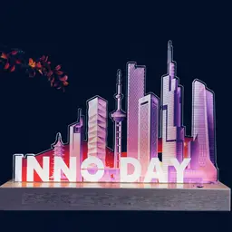 Light-Up Cityscape Ornament with Wooden Base thumbnail 5