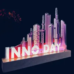 Light-Up Cityscape Ornament with Wooden Base thumbnail 4