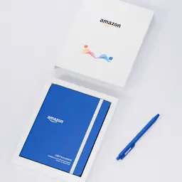 Blue Notebook and Pen Gift Set in Rigid White Box thumbnail 1