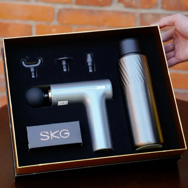 Silver Thermos & Massage Gun Gift Set corporate gift set