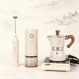Moka Pot Coffee Gift Set with Grinder, Frother, and Induction Plate thumbnail 2