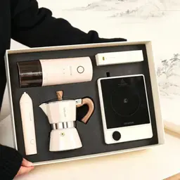 Moka Pot Coffee Gift Set with Grinder, Frother, and Induction Plate thumbnail 4