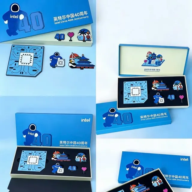 Circuit Board Motif Badge Gift Set in Blue Rigid Box