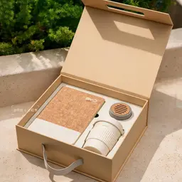 Cork and White Notebook, Tumbler, and Bluetooth Speaker Gift Set thumbnail 2