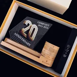 Beech Wood Desk Organizer with Rotating Calendar and Light Panel thumbnail 5