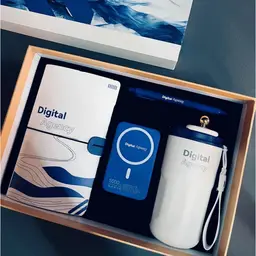 Notebook, Pen, Power Bank and Tumbler Gift Set in White and Blue thumbnail 6