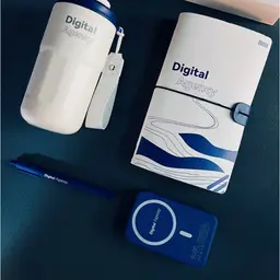 Notebook, Pen, Power Bank and Tumbler Gift Set in White and Blue thumbnail 5