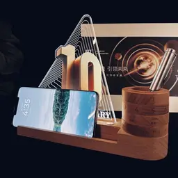 Wooden Desk Organizer Gift Set with Rotating Calendar and Pen thumbnail 4