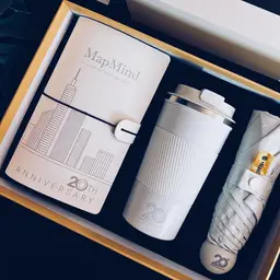 White Notebook, Tumbler and Compact Umbrella Gift Set thumbnail 6