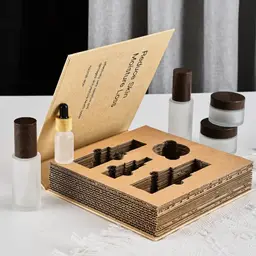 Frosted Glass Cosmetic Bottle and Jar Gift Set in Beige Rigid Box thumbnail 2
