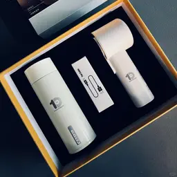 Beige Thermos, Handheld Fan and Charging Cable Gift Set thumbnail 1