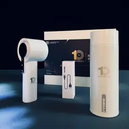 Beige Thermos, Handheld Fan and Charging Cable Gift Set thumbnail 4
