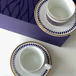 Ceramic Tea Set with Two Cups and Saucers in Purple Gift Box thumbnail 8