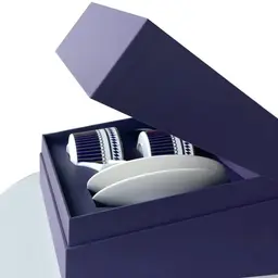 Ceramic Tea Set with Two Cups and Saucers in Purple Gift Box thumbnail 4