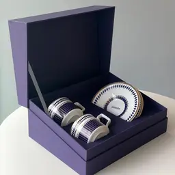 Ceramic Tea Set with Two Cups and Saucers in Purple Gift Box thumbnail 2