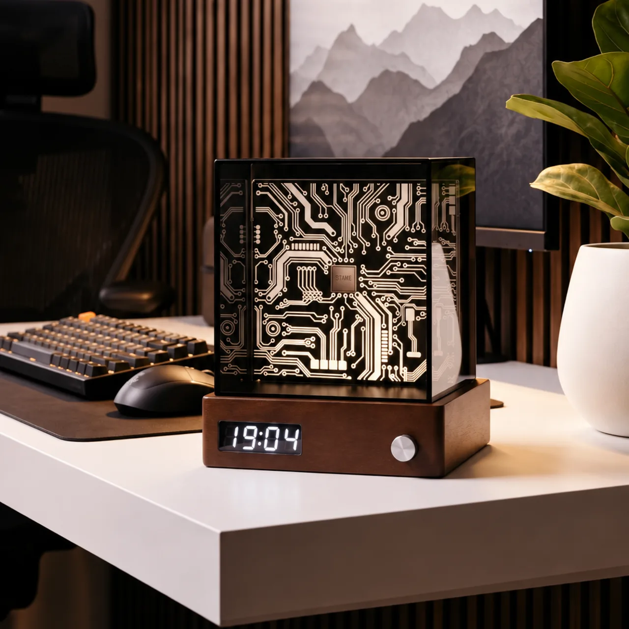Desk Organizer with Digital Clock and Night Light — View 1