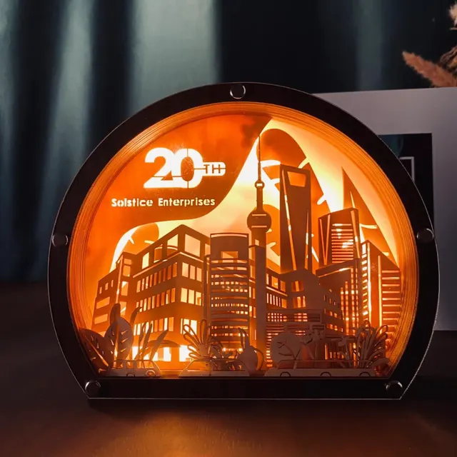 Multi-Layer Wooden Cityscape Night Light Gift Set corporate gift set