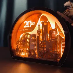 Multi-Layer Wooden Cityscape Night Light Gift Set thumbnail 3