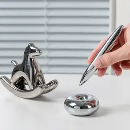 Silver Water Bottle, Power Bank, and Pen Gift Set with Rocking Horse thumbnail 5