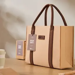 Beige and Brown Sustainable Gift Set with Tote, Notebook, Tumbler, Pen, and thumbnail 5