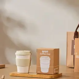 Beige and Brown Sustainable Gift Set with Tote, Notebook, Tumbler, Pen, and thumbnail 4