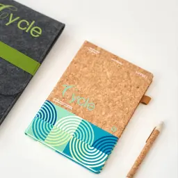 Cork Notebook, Cork Pen, and Gray Felt Laptop Sleeve Gift Set thumbnail 2