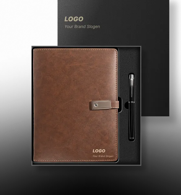 Leather Charging Notebook Set with Luxury Presentation Box