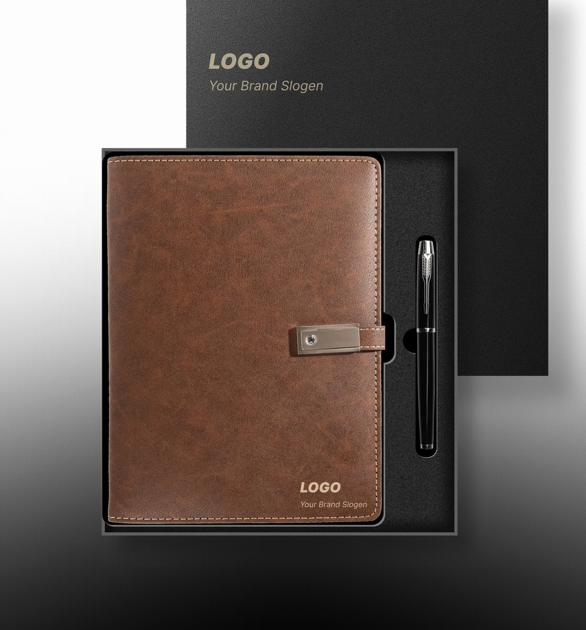 Leather Charging Notebook Set with Luxury Presentation Box