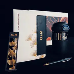 Black and Gold Notebook, Pen, Tumbler and Card Holder Gift Set thumbnail 2