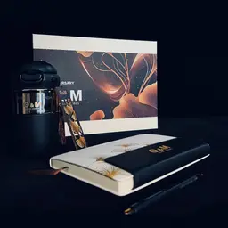 Black and Gold Notebook, Pen, Tumbler and Card Holder Gift Set thumbnail 5