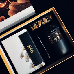 Black and Gold Notebook, Pen, Tumbler and Card Holder Gift Set thumbnail 4