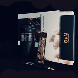 Black and Gold Notebook, Pen, Tumbler and Card Holder Gift Set thumbnail 3