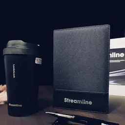 Black Tumbler, Pen and A5 Notebook Gift Set in Beige Rigid Box thumbnail 2